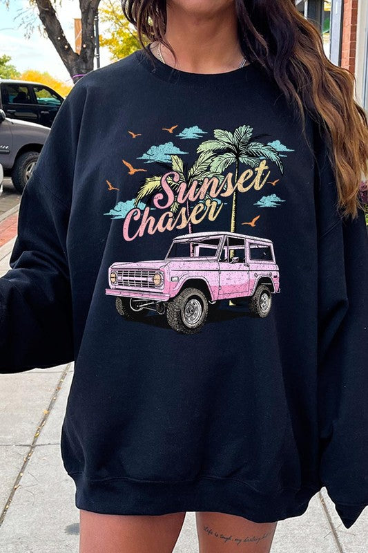 Sunset Chaser Bronco Graphic Fleece Sweatshirts