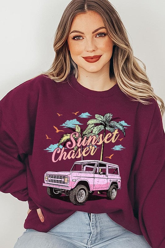 Sunset Chaser Bronco Graphic Fleece Sweatshirts