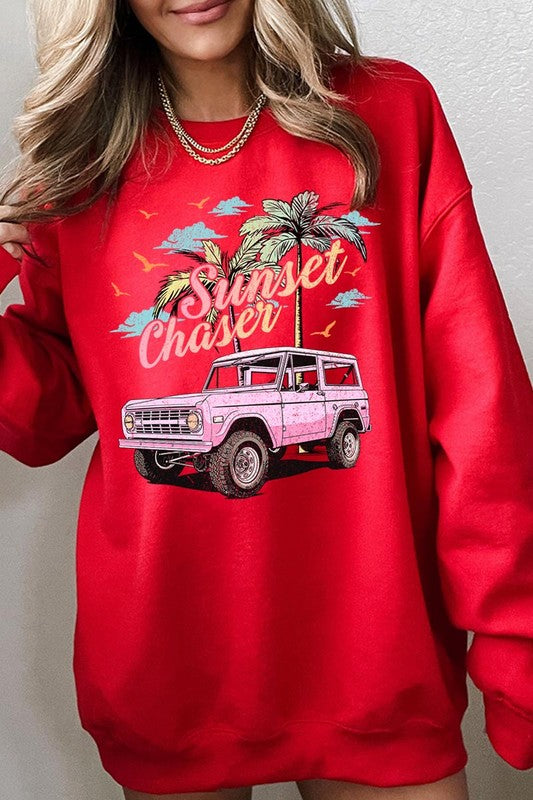 Sunset Chaser Bronco Graphic Fleece Sweatshirts