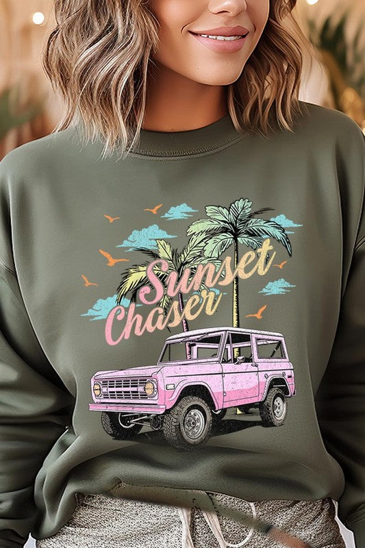 Sunset Chaser Bronco Graphic Fleece Sweatshirts