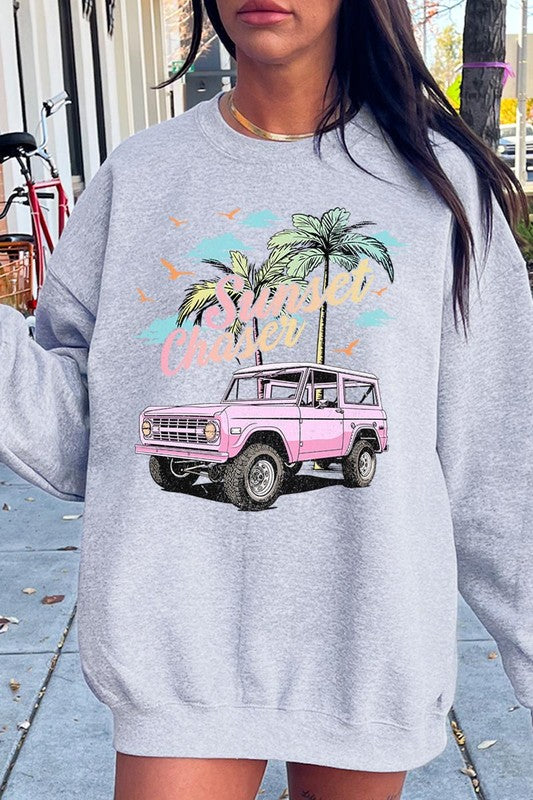 Sunset Chaser Bronco Graphic Fleece Sweatshirts