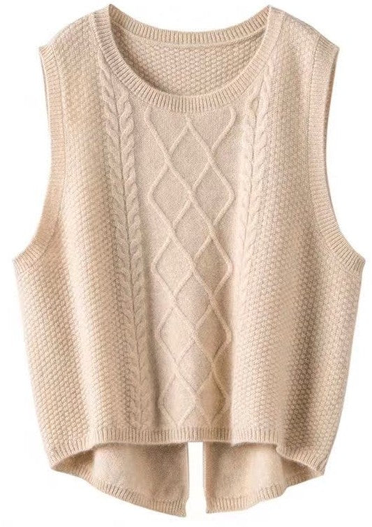 Cable Knit Slit Sweater Vest