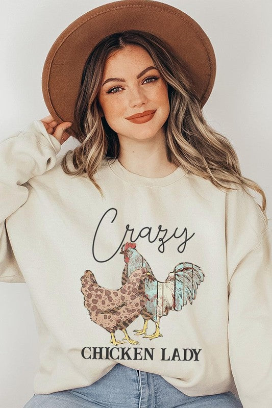 Crazy Chicken Lady Graphic Fleece Sweatshirts