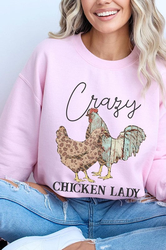 Crazy Chicken Lady Graphic Fleece Sweatshirts