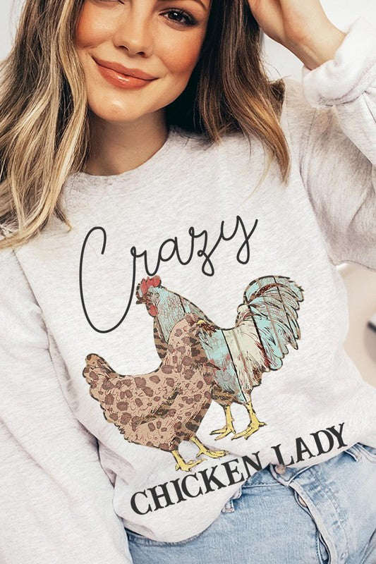 Crazy Chicken Lady Graphic Fleece Sweatshirts