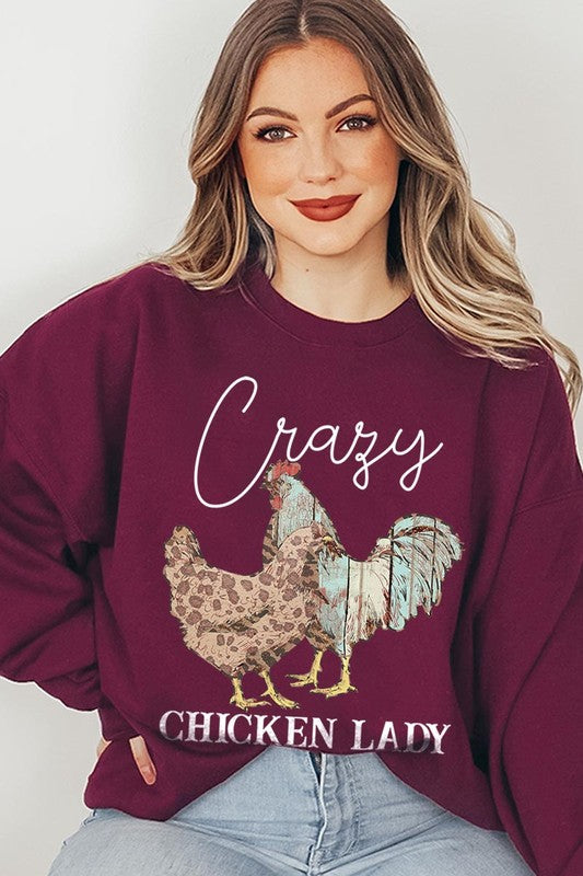 Crazy Chicken Lady Graphic Fleece Sweatshirts