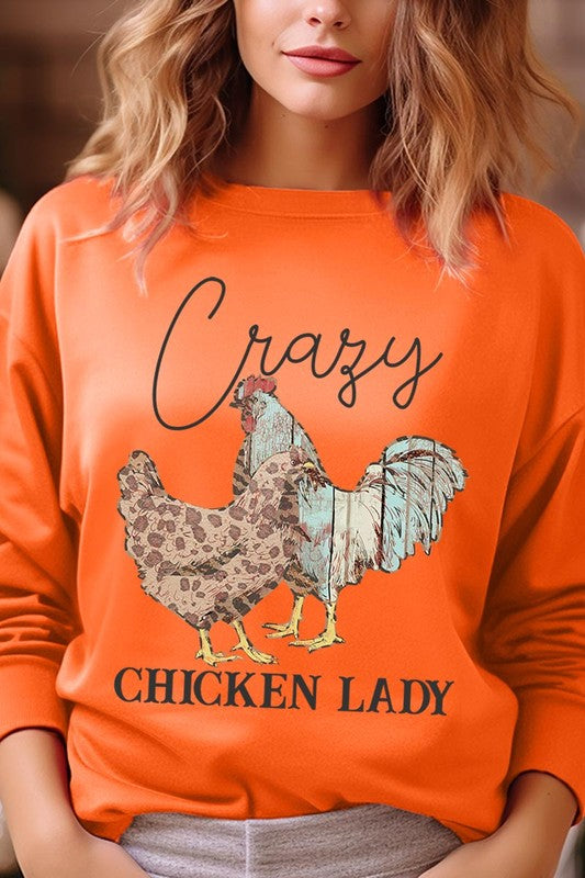 Crazy Chicken Lady Graphic Fleece Sweatshirts