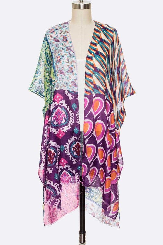 Mix Print Tribal Kimono Cardigan