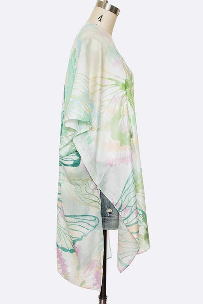 Flower Printed Light Weight Kimono Cardigan