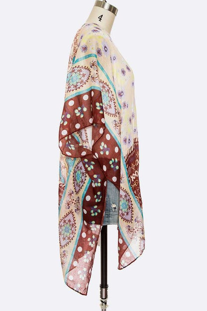 Mix Print Fashion Kimono Cardigan