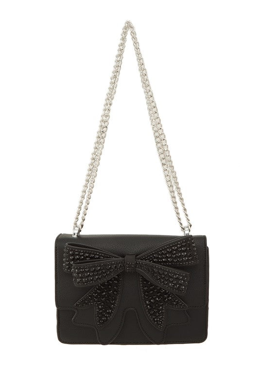 Rhinestone Double Ribbon Cross Bag