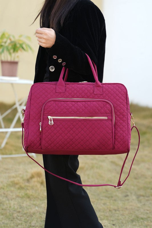 MKF Collection Jayla Solid Quilted Duffle Bag