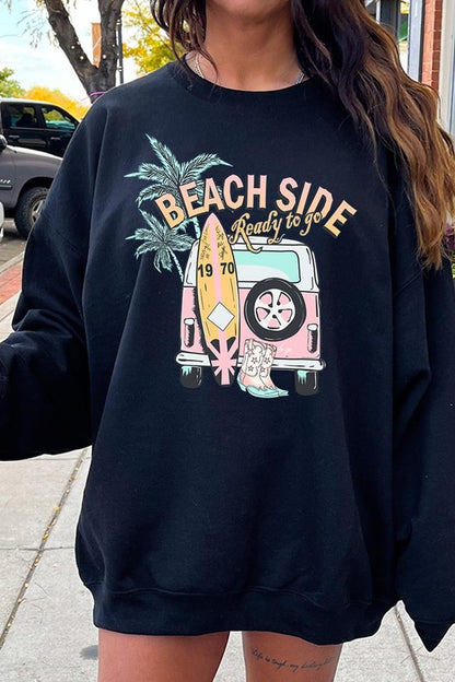 Beach Side Ready To Go Graphic Fleece Sweatshirts