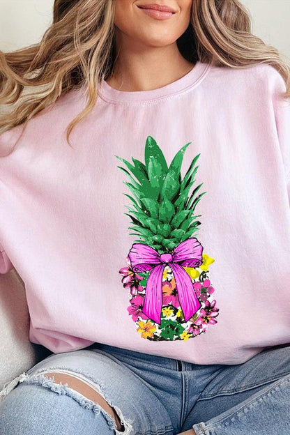 Coquette Pineapple Graphic Fleece Sweatshirts