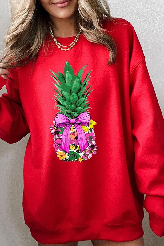 Coquette Pineapple Graphic Fleece Sweatshirts