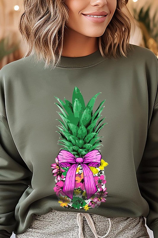 Coquette Pineapple Graphic Fleece Sweatshirts