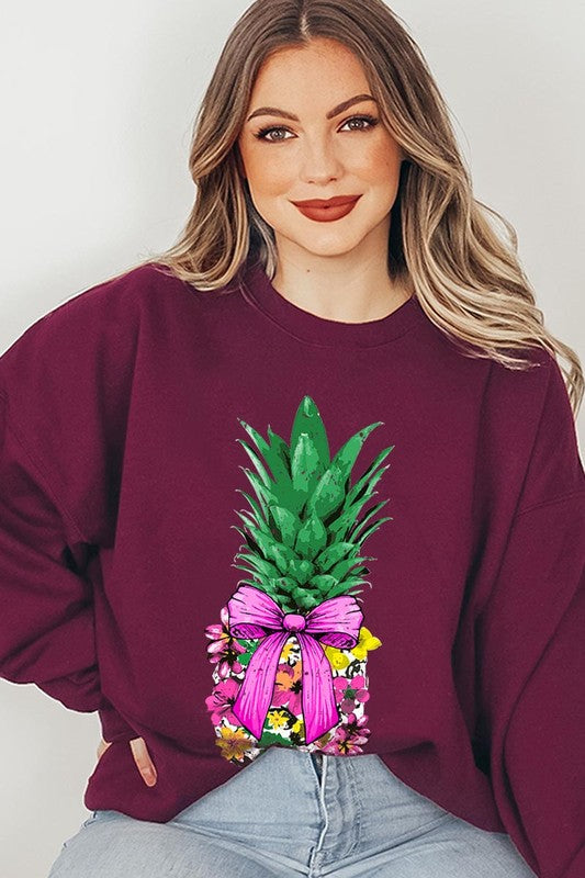 Coquette Pineapple Graphic Fleece Sweatshirts