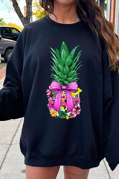 Coquette Pineapple Graphic Fleece Sweatshirts