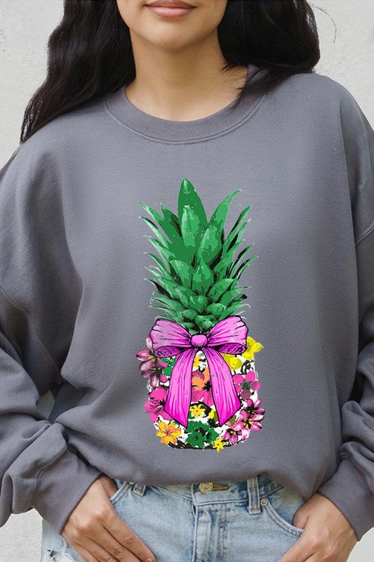 Coquette Pineapple Graphic Fleece Sweatshirts