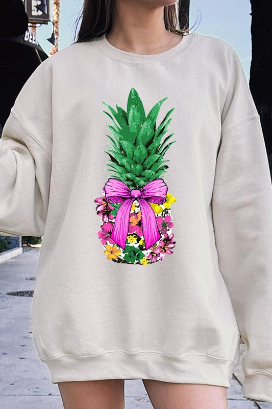 Coquette Pineapple Graphic Fleece Sweatshirts