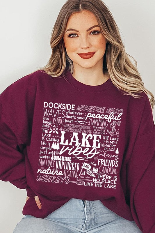 Lake Vibes Subway Art Graphic Fleece Sweatshirts