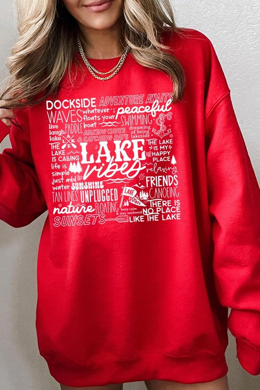 Lake Vibes Subway Art Graphic Fleece Sweatshirts