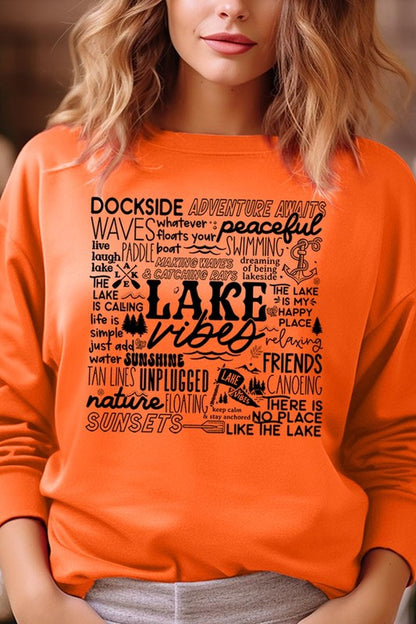 Lake Vibes Subway Art Graphic Fleece Sweatshirts