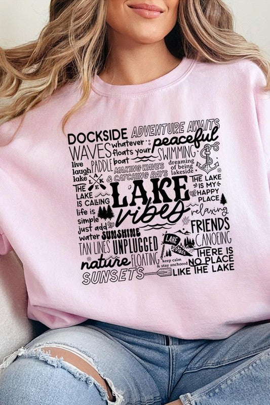 Lake Vibes Subway Art Graphic Fleece Sweatshirts