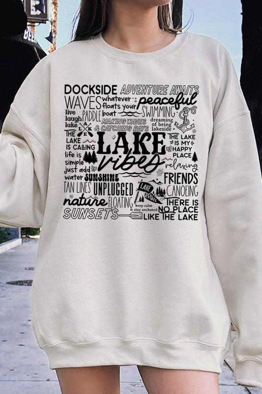 Lake Vibes Subway Art Graphic Fleece Sweatshirts