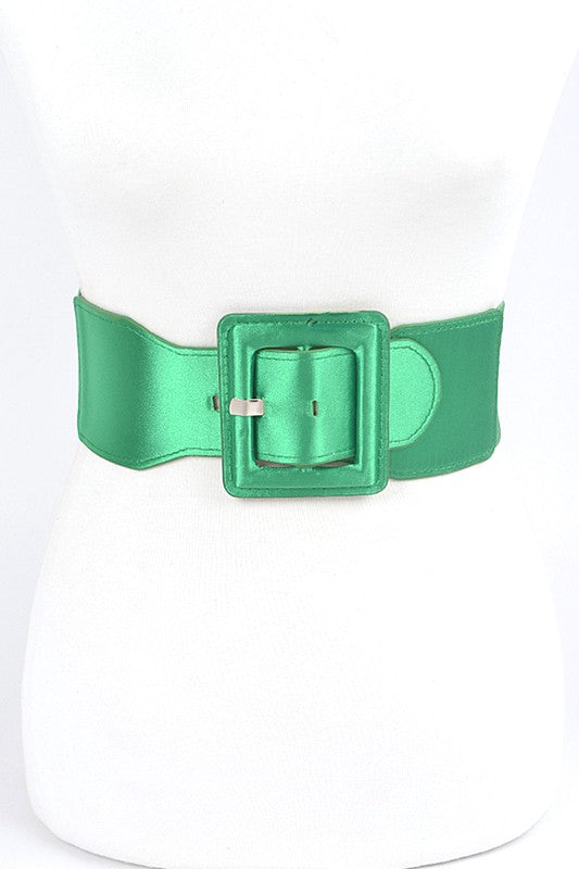 Satin Metallic Elastic Fashion Wide Belt