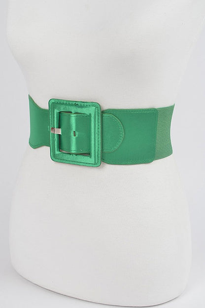 Satin Metallic Elastic Fashion Wide Belt