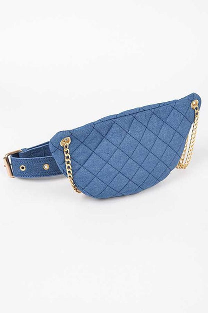 Mix Chain Layered Denim Crossbody Bag