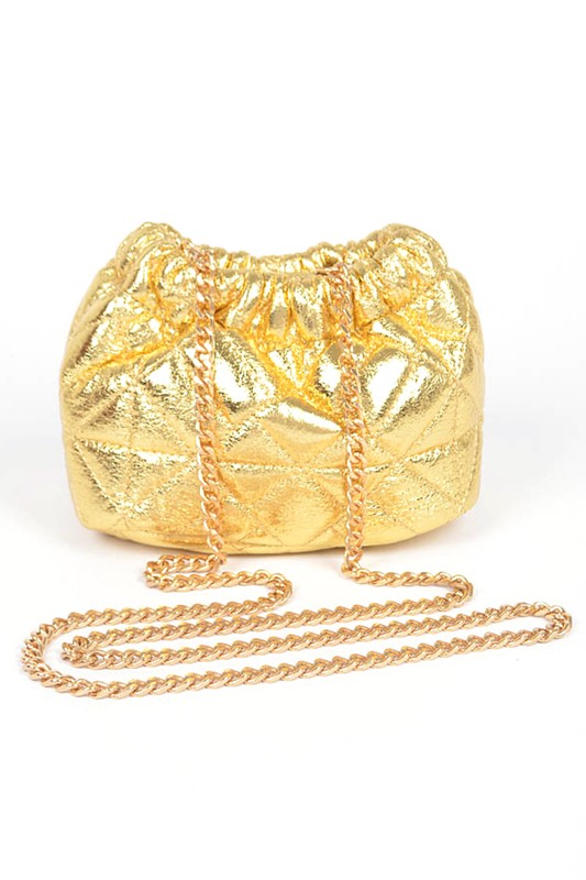 Metallic Quilted Convertible Bucket Swing Bag