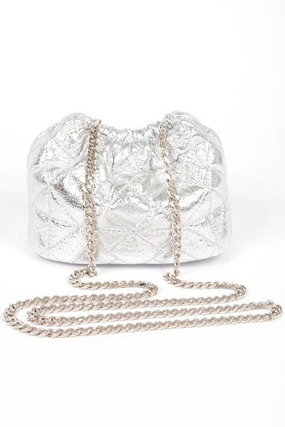 Metallic Quilted Convertible Bucket Swing Bag