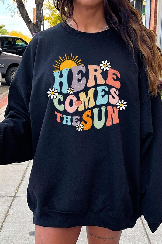 Here Comes The Sun Graphic Fleece Sweatshirts