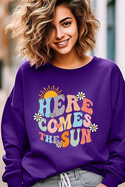 Here Comes The Sun Graphic Fleece Sweatshirts