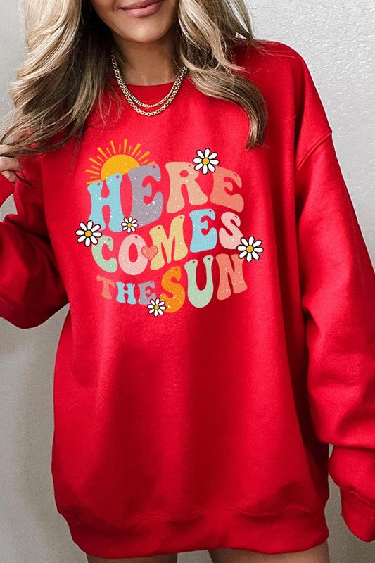 Here Comes The Sun Graphic Fleece Sweatshirts