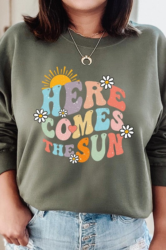 Here Comes The Sun Graphic Fleece Sweatshirts