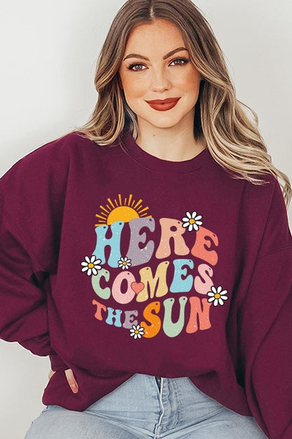 Here Comes The Sun Graphic Fleece Sweatshirts