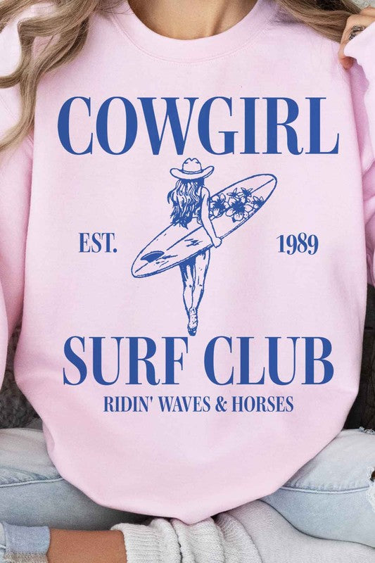 PLUS SIZE COWGIRL SURF CLUB GRAPHIC SWEATSHIRT