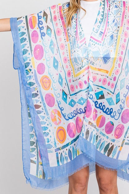 Geo Print Light Weight Kimono Cardigan