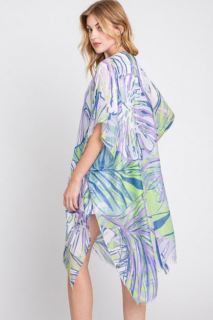 Tropical Leafs Light Weight Kimono Cardigan