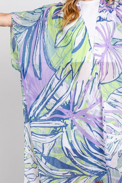 Tropical Leafs Light Weight Kimono Cardigan