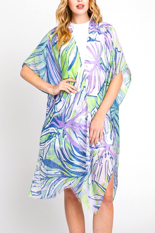 Tropical Leafs Light Weight Kimono Cardigan