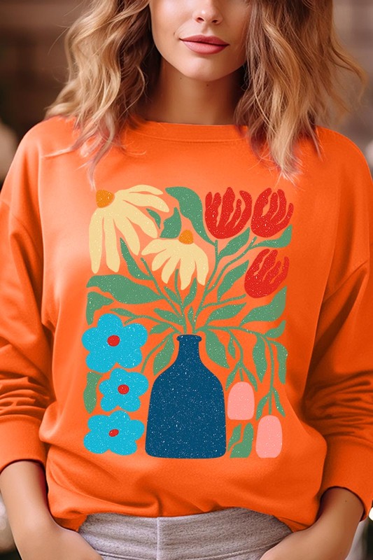 Boho Abstract Floral  Graphic Fleece Sweatshirts