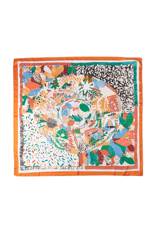 Multi Leaves Print Bandana