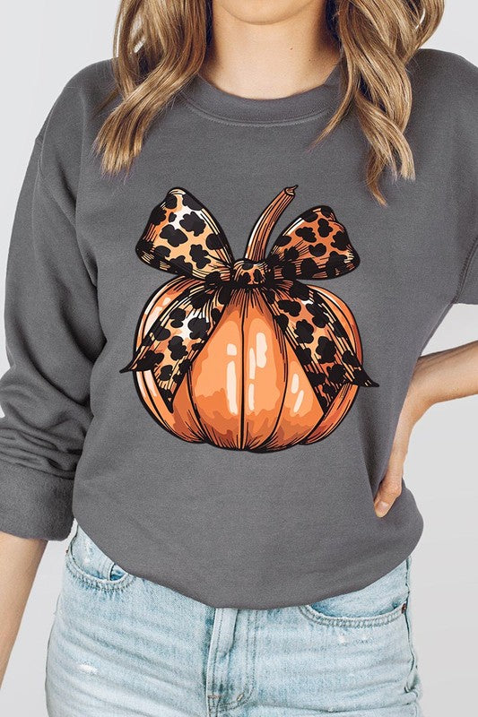 Coquette Bow Pumpkin Graphic Fleece Sweatshirts