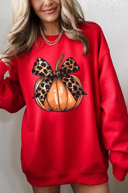 Coquette Bow Pumpkin Graphic Fleece Sweatshirts