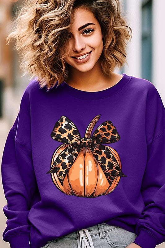 Coquette Bow Pumpkin Graphic Fleece Sweatshirts