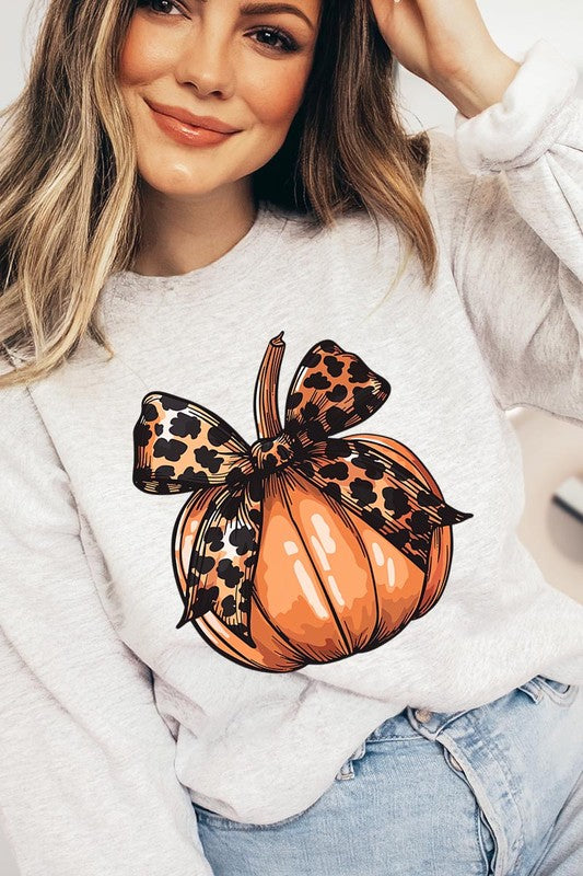 Coquette Bow Pumpkin Graphic Fleece Sweatshirts